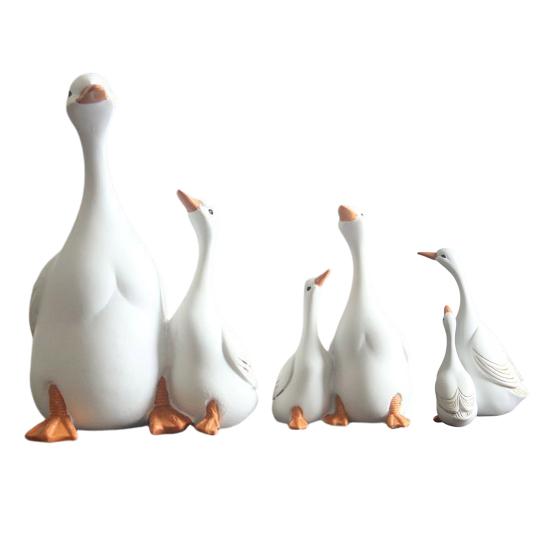 Статуэтка из смолы «Утка-мать, дитя», скульптура «Белая утка», украшение для дома и улицы, семья уток