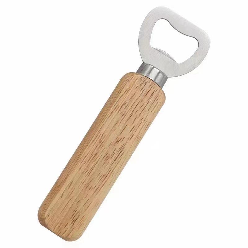 Wooden Bottle Opener, Stainless Steel Wood Handheld Beer Opener, Funny Bartender Bottle Opener for Groomsmen Gifts,