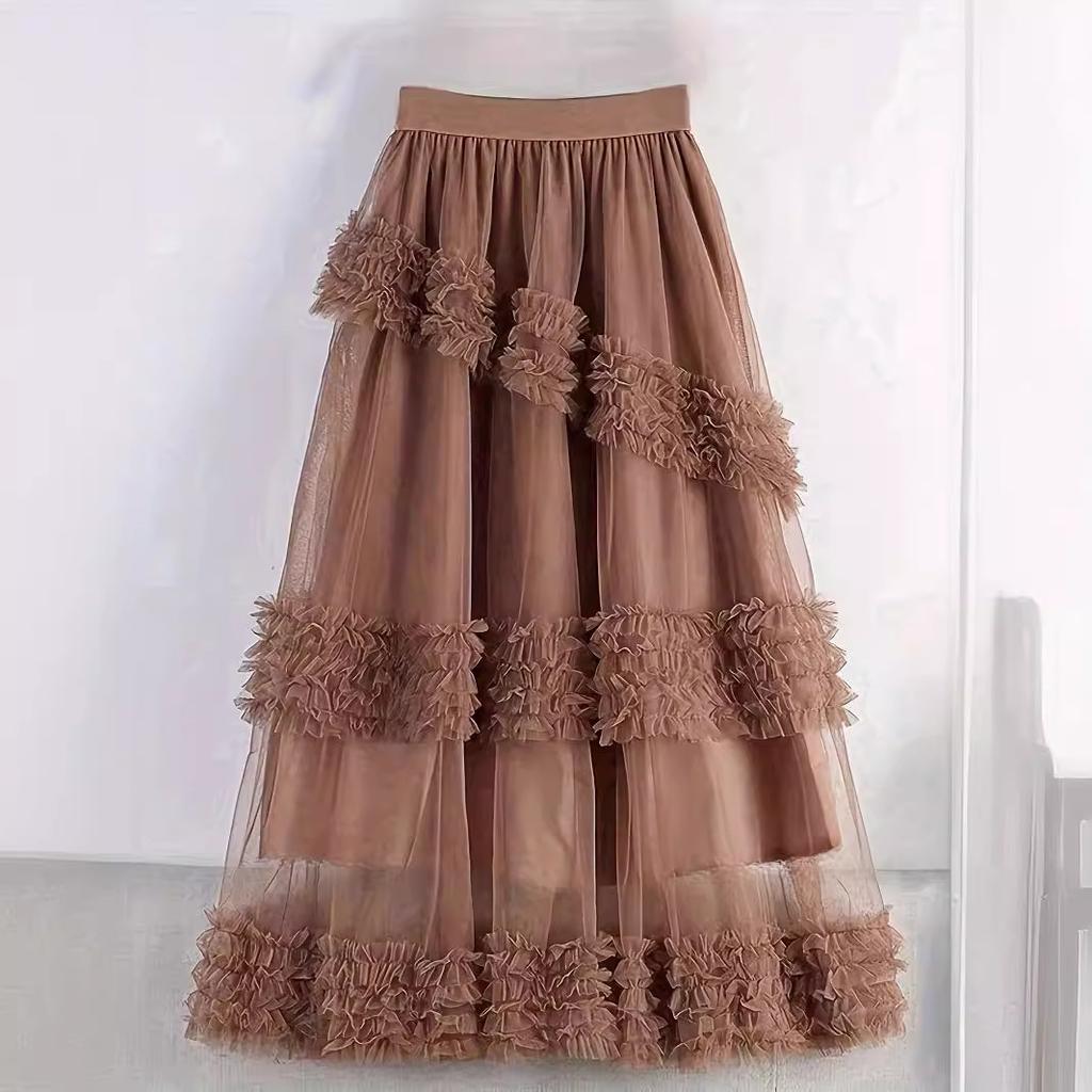 Long Womens Cake Skirt Mesh With Large Aline Skirt And Half Body Skirt