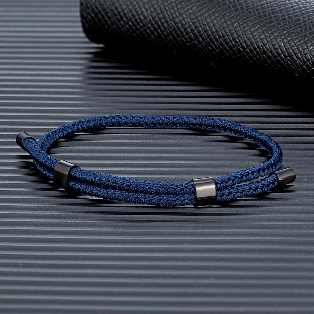 3MM Waterproof Surfering Rope Bracelets Men Adjustable Nautical Rope Bracelet Women Black Stainless Steel Sport Buckle