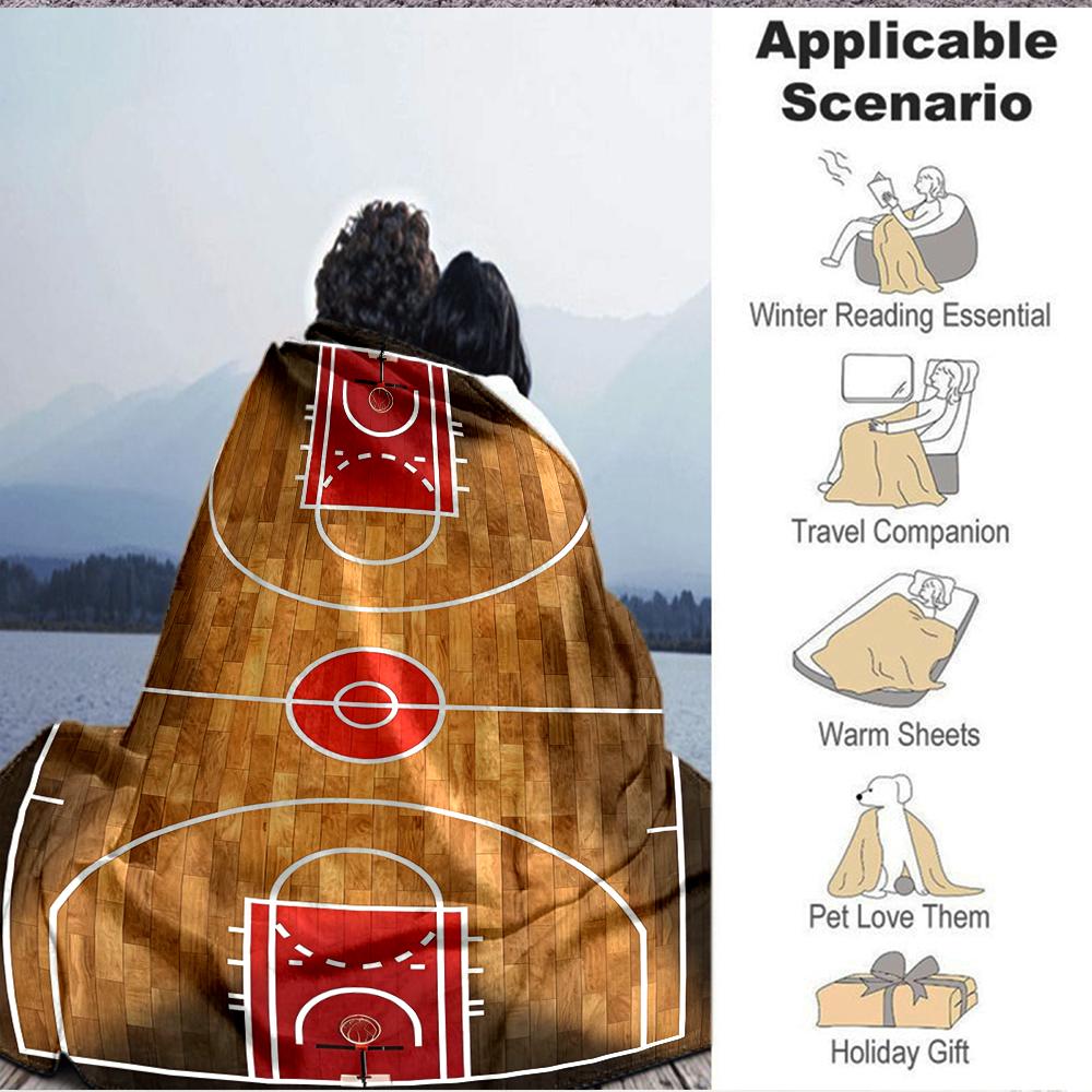 1Pc Basketball Court Blanket Soft And Comfortable Casual Warm Camping Travel Christmas Halloween Xmas Gift M928718
