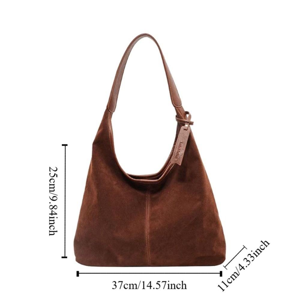 Korean Style Suede Tote Bag Solid Color Underarm Packs Casual Large Capacity Handbag  Travel