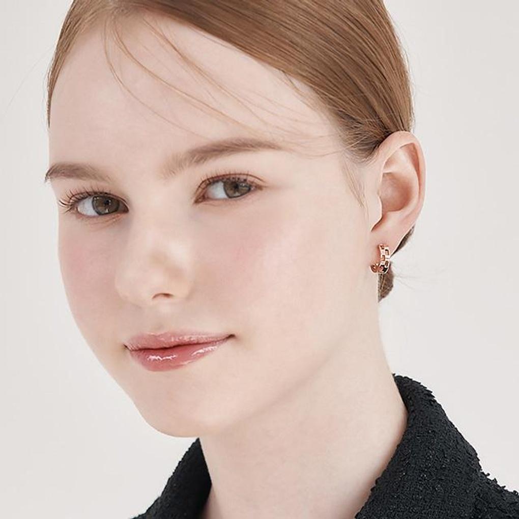 [ELLE Jewelry] Серьги-кольца из 14-каратного золота Square Space с замком-защелкой ELGPEE552