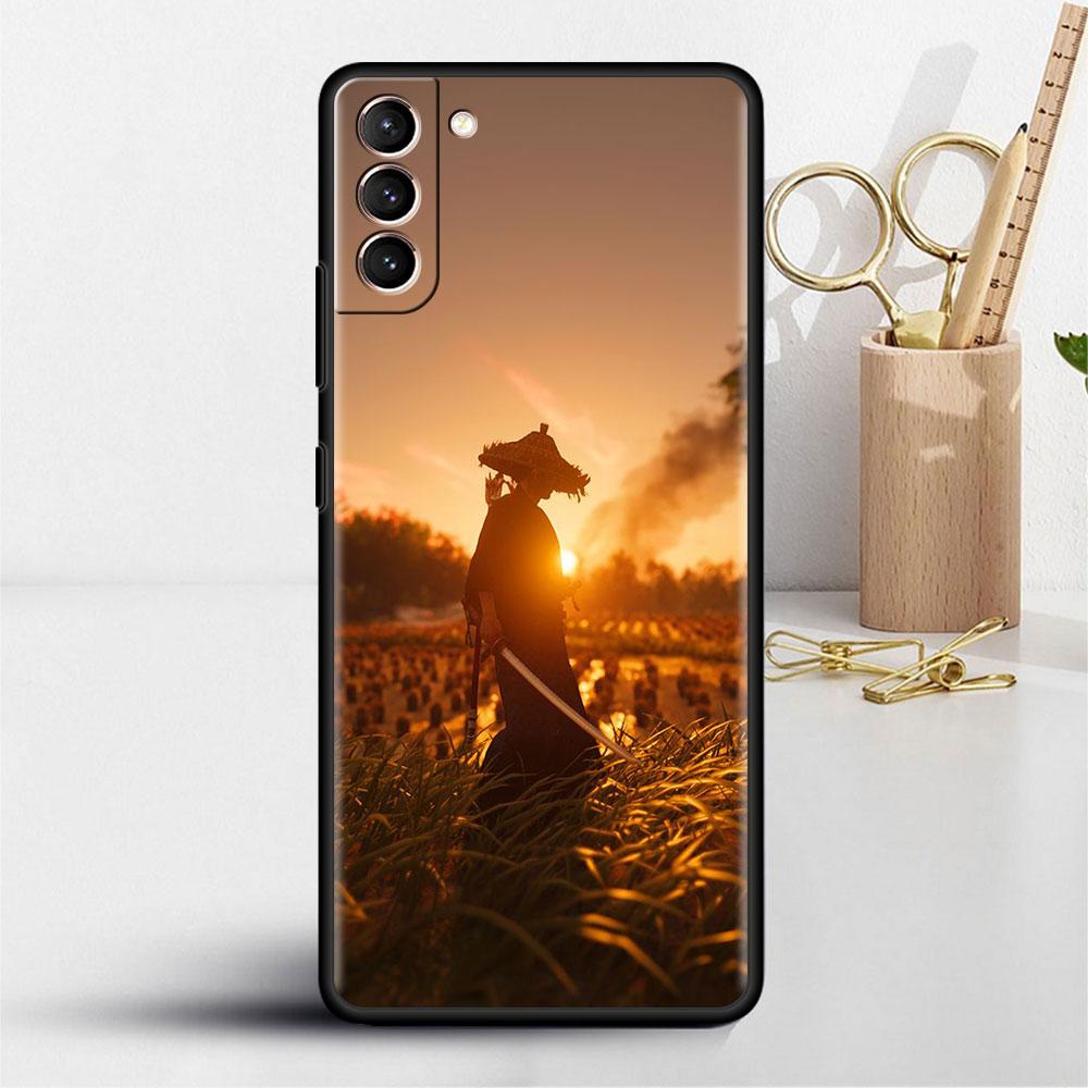 Чехол для Samsung Galaxy S20 S22 Ultra S21 FE S10 S9 Plus Note 20 10 Lite 9 Мягкий чехол для телефона Пейзаж Живопись тушью Искусство самурая