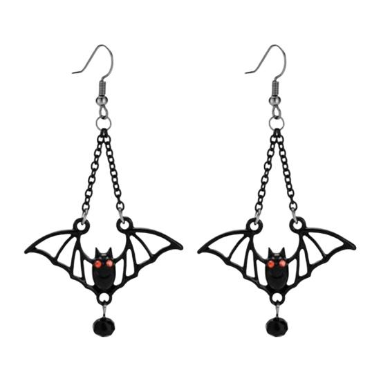 1 Pair Drop Earrings Matte Black Triple Bat Hook Earrings Women Halloween Earrings Witchy Goth Ear Adornments