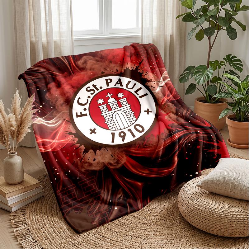 FC St. Pauli Football Print Flannel Blanket, Soft Warm Lightweight Throw Blanket for Sofa Bed Camping