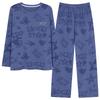 Pajamas Men'S Spring And Autumn Cotton Long Sleeve Crew Neck Casual Blue Autumn Loungewear Large Size Set