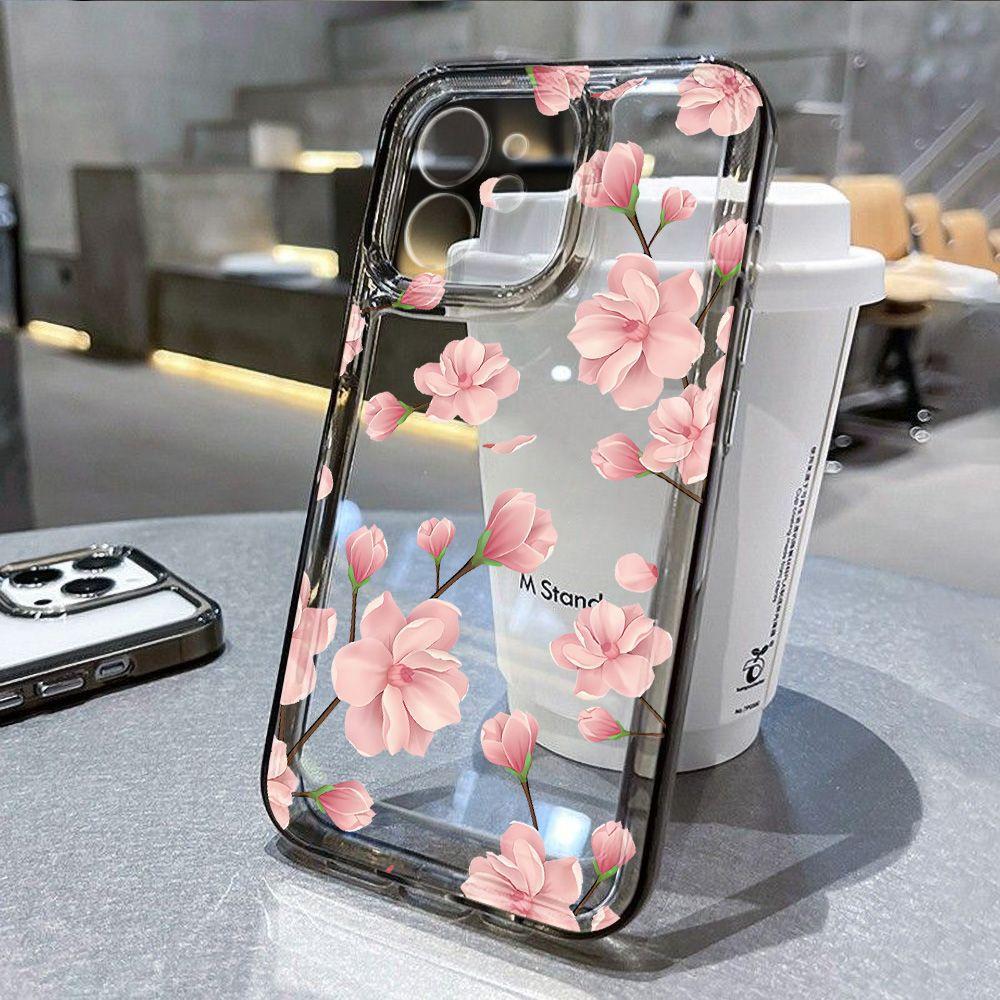 Розовый цветок для чехла iPhone17promax space phone case Apple 16 прозрачный 14/13 мелкое отверстие 15