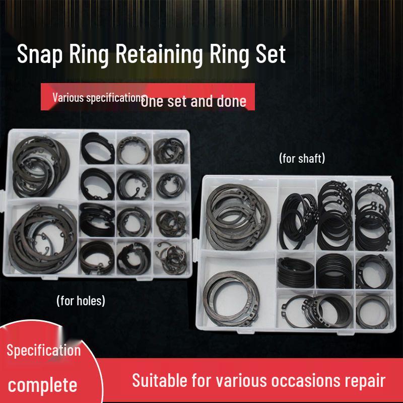 Snap Ring Assortment Kit: Shaft, Hole, Internal & External C-Clip Set