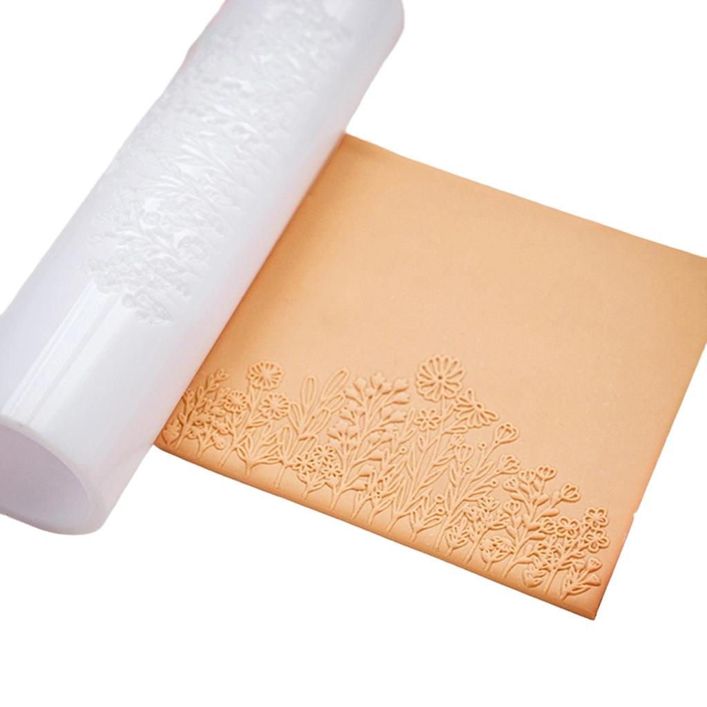 Акриловый ролик для полимерной глины для изготовления серег с цветочными узорами и ручкой с удобным захватом, текстурная форма под коровью шкуру, гончарный инструмент