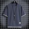 Men's Summer Casual Two-Piece-Look T-Shirt, High-End Large-Size Sports Short-Sleeve Five-Point Sleeve Top