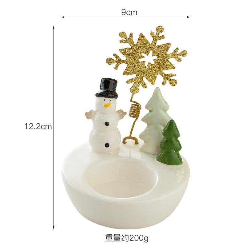 Elegant Christmas Candle Holder for Home Decor Ceramic Santa Claus Tealight Candles Holder for Christmas Table Centerpiece