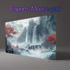 Chinese Ink Style Misty Mountain Waterfall Large Mouse Pad AntiSlip Rubber Desk Mat Red Maple Tree Cloud Fog Oriental Landscape