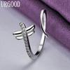 925 Sterling Silver Dragonfly AAA Zircon Open Ring Jewelry