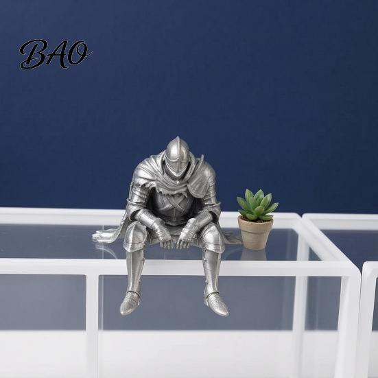 Украшение для края стола, 3D-печатная фигурка рыцаря в покое, Сидящий темный фэнтези, Персонализированный подарок для него, Статуэтка, Средневековый воин в доспехах, Полка