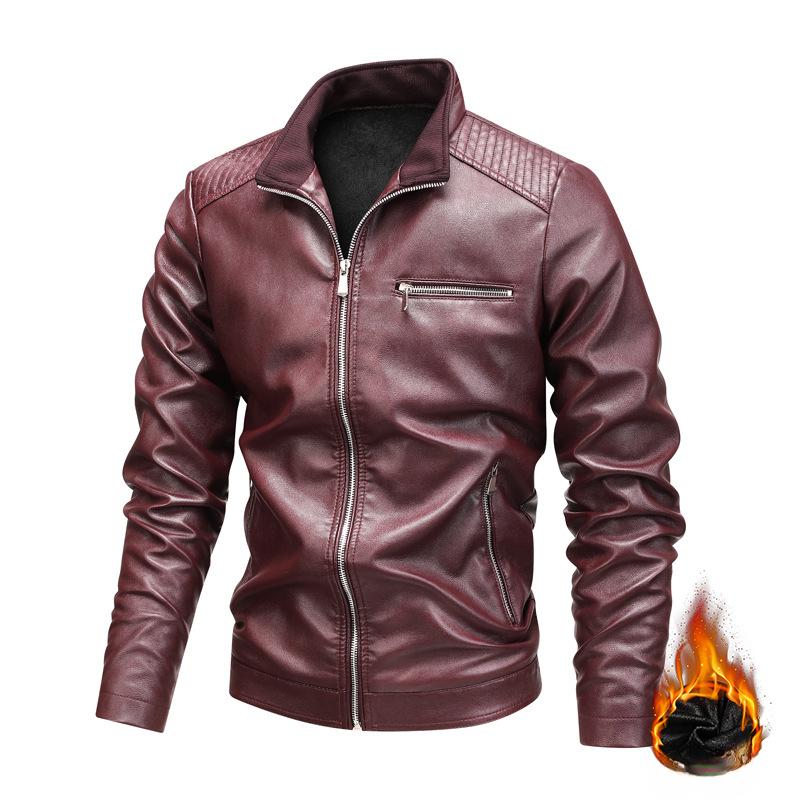 Кожаная куртка мужская куртка из искусственной кожи осень-зима корейская версия модный воротник-стойка локомотив одежда инструментальная куртка
