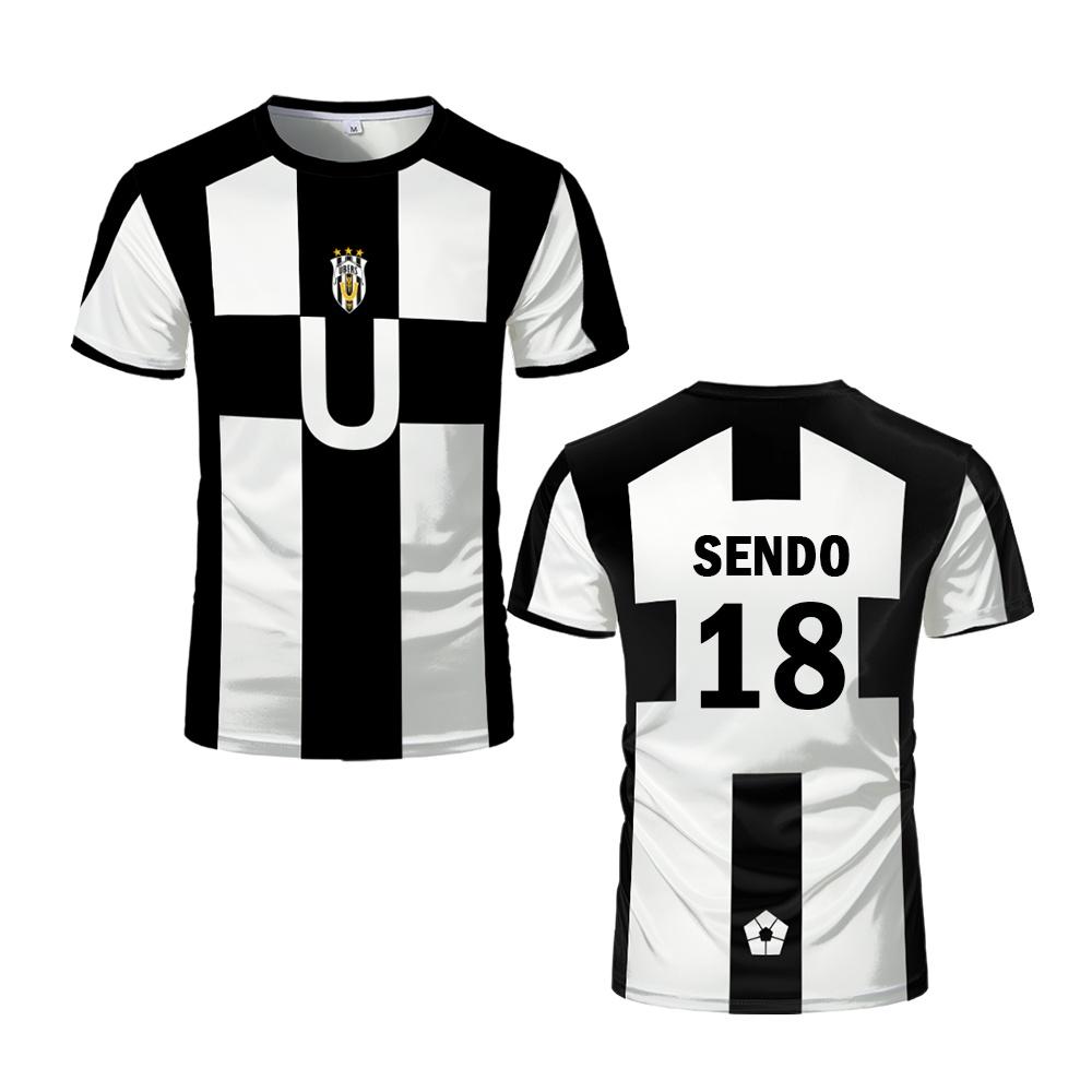 Sports Casual Football Club Theme Short-sleeve T-shirt Breathable Round Neck Top Fan Apparel with Number Print