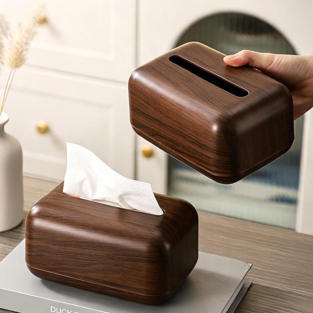 Wood Grain Tissue Box Jost Vintage Large Elegant