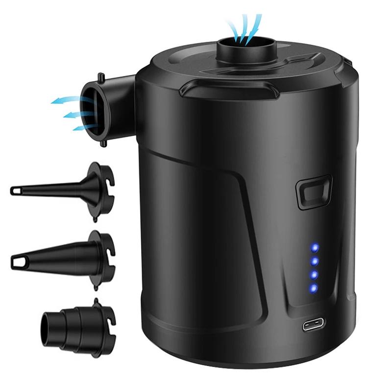EAFC Electric Air Pump Battery Rechargeable Air Compressor Inflator/Deflator Pumps for PVC Boat Mattress Swimming Ring Raft Bed