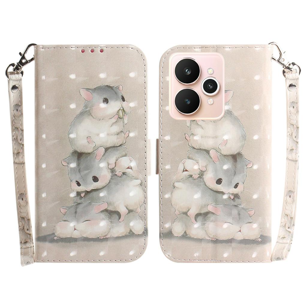 Для Realme 15 Pro 5G/15 5G Чехол с рисунком, кожаный кошелек, чехол для телефона с ремешком на запястье