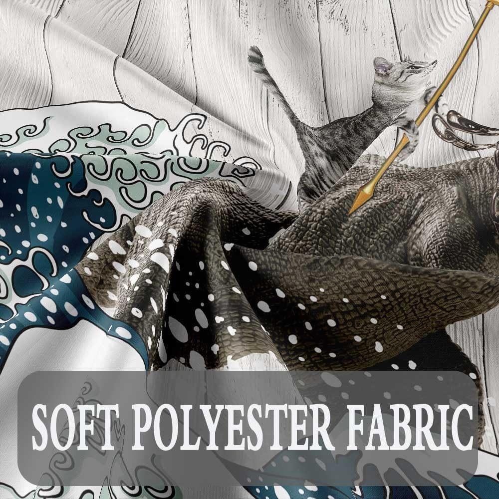 Занавеска для душа с кошкой Крутой кот Динозавр Японская волна Декорация Тканевая занавеска для ванной Детская Деревенская Деревянная Фермерский дом Занавеска для душа