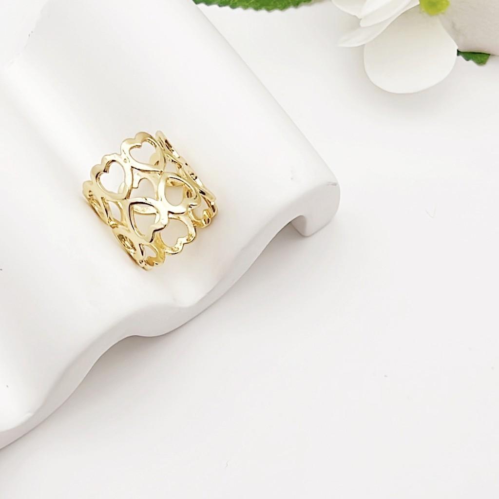 Elegant Double-layer Heart Scarf Ring Smooth Alloy Design For Women In Gold And Rose Gold