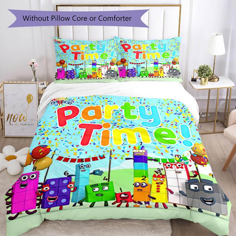 Numberblocks Bedding Set Breathable Duvet Cover with Pillowcases Decorative Bed Linen for Bedroom Home Decoration Birthday Gift