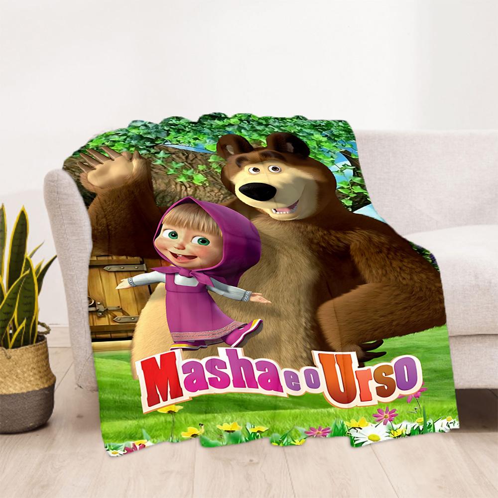 1pc Masha Bear Outdoor Blanket Lightweight Flannel, Soft & Warm, All-Season Use for Sofa, Outdoor, Camping, Living Room, Office137