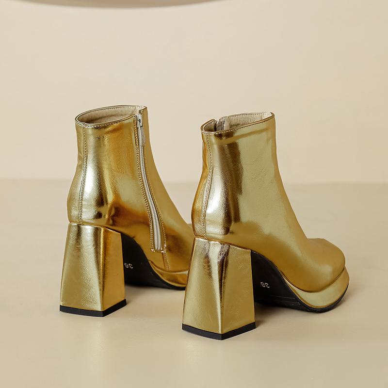 8. Женские короткие сапоги на высоком каблуке, осенне-зимние новые большие короткие сапоги на толстом каблуке