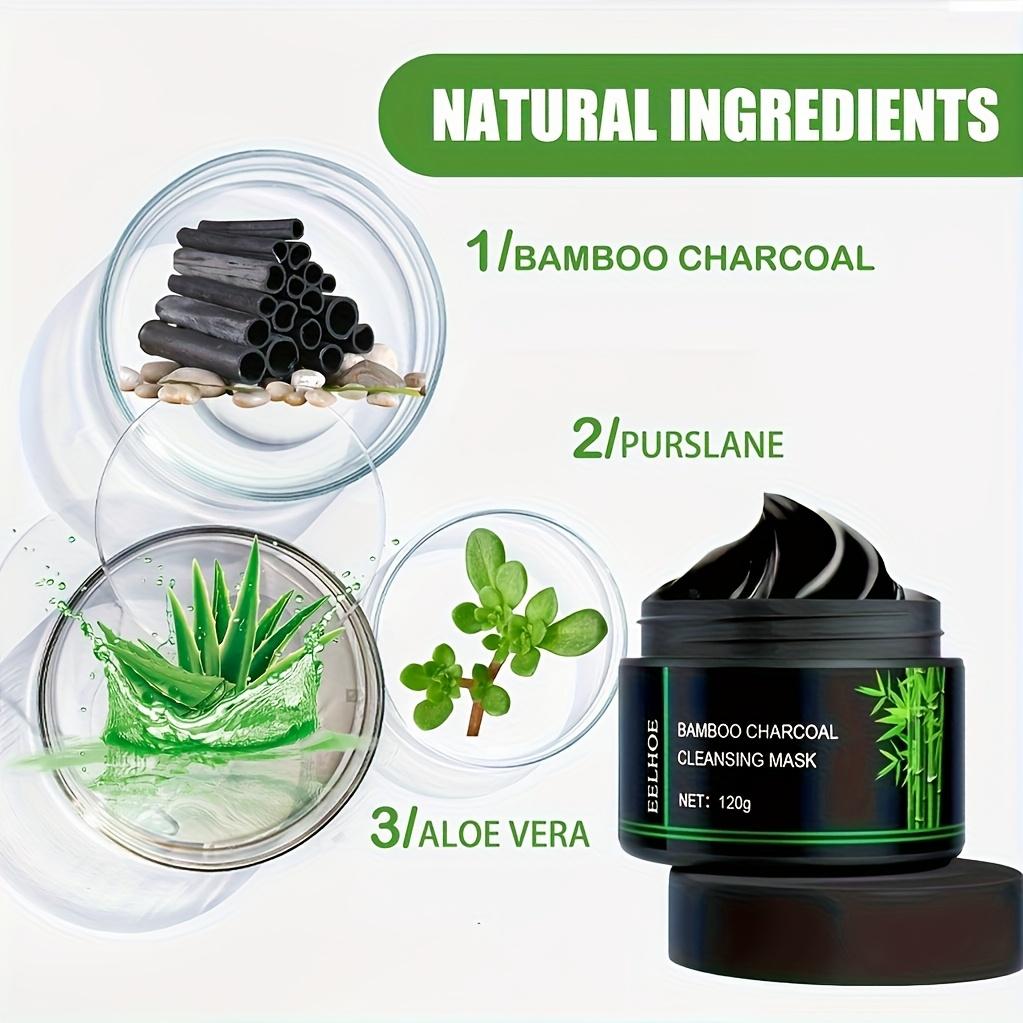 EELHOE Bamboo Charcoal Black Mask for Deep Pore Cleansing & Blackhead Removal - Activated Bamboo Charcoal, Salt, Glycerin & Aloe Vera Face Mask