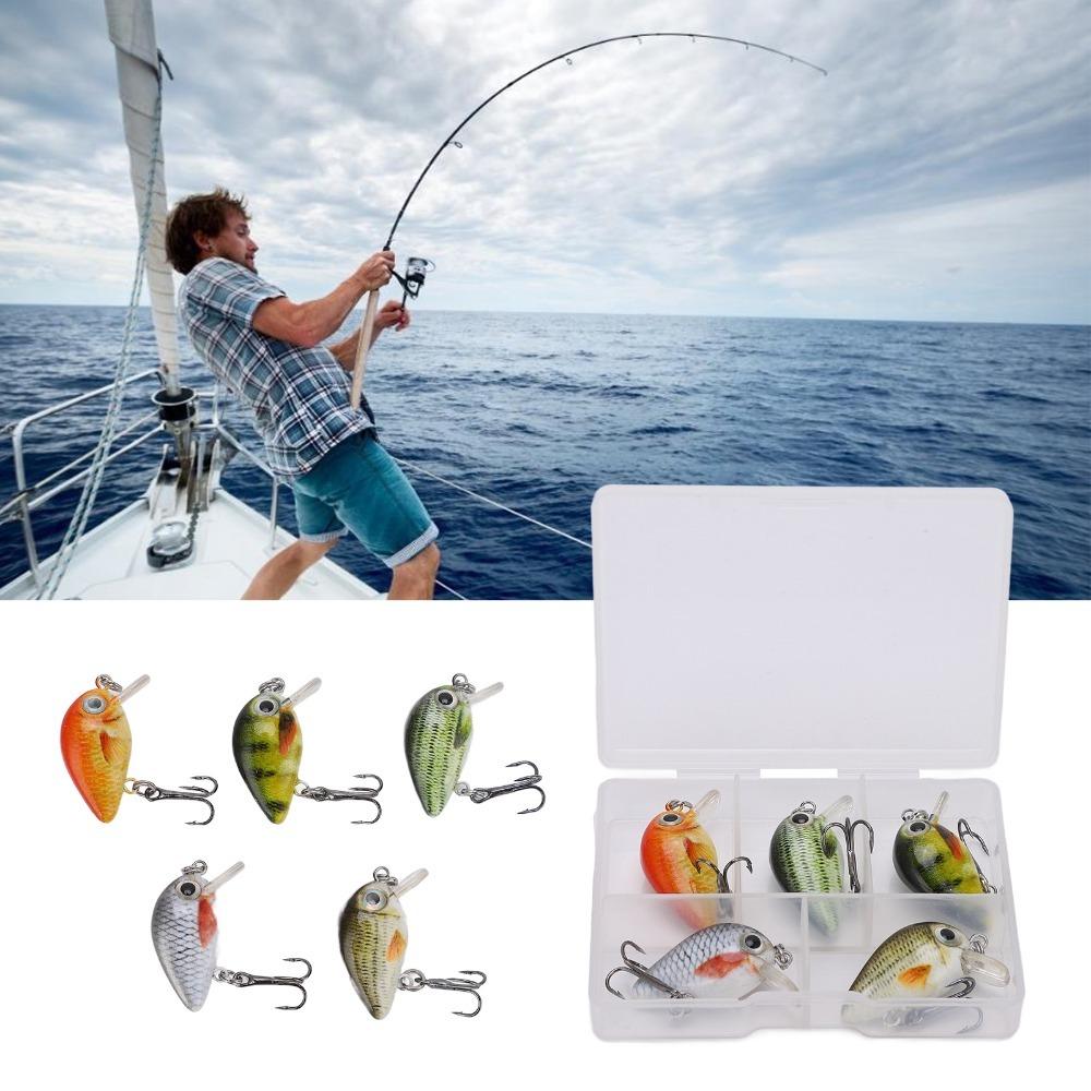 5PCS with Triple Hook Fish Crankbaits ABS Fishing Lures Durable Topwater Lures Bass Fishing