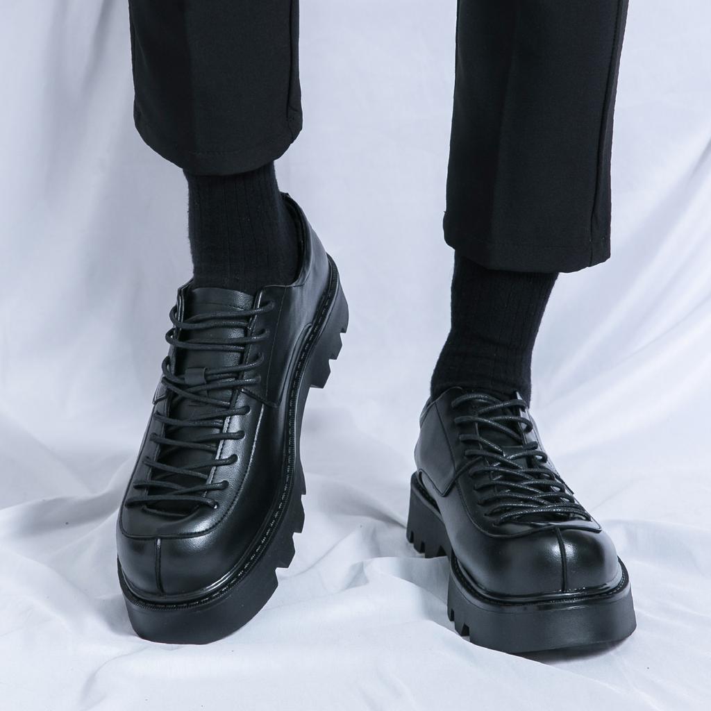 Модные повседневные мужские туфли с квадратным носком, деловые, мужские, универсальные, кожаные, на платформе, оксфорды, обувь на шнуровке, толстые, мужские, дерби