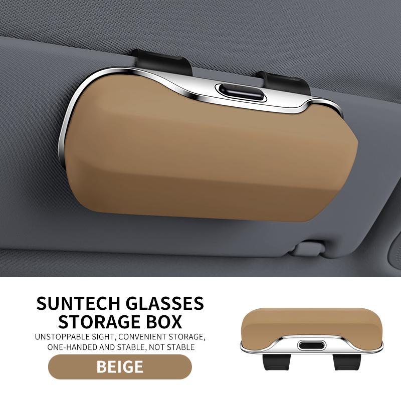 Multifunction Car Glasses Box Portable Car Sunglasses Holder Car Driving Glasses Holder Press Switch Eyeglass Case Sun Visor