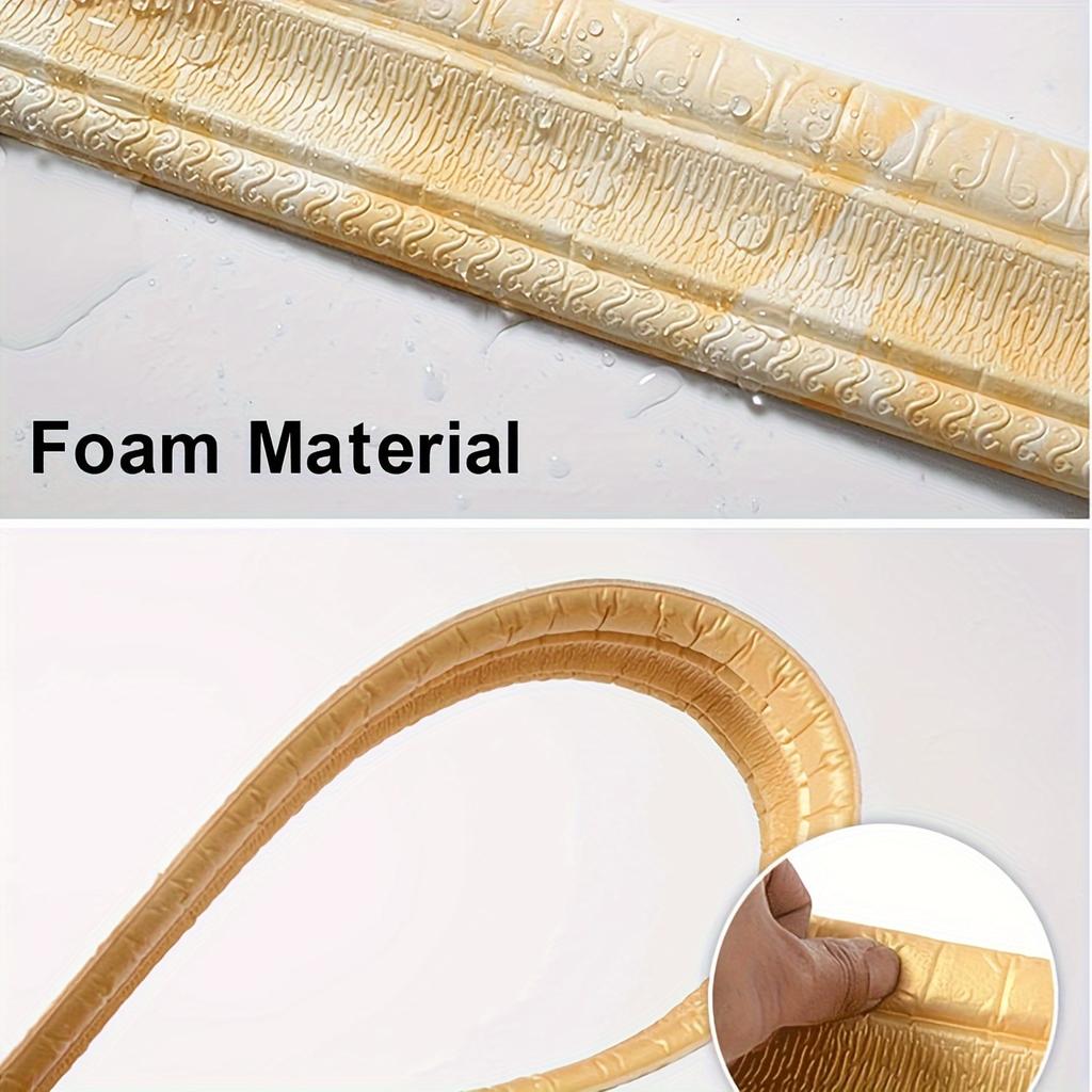 2 Pieces 90‘ X 3’ Self-Adhesive Flexible Foam Inserts for 3D Bonded Decorative Wall Line Borders for Home, Office