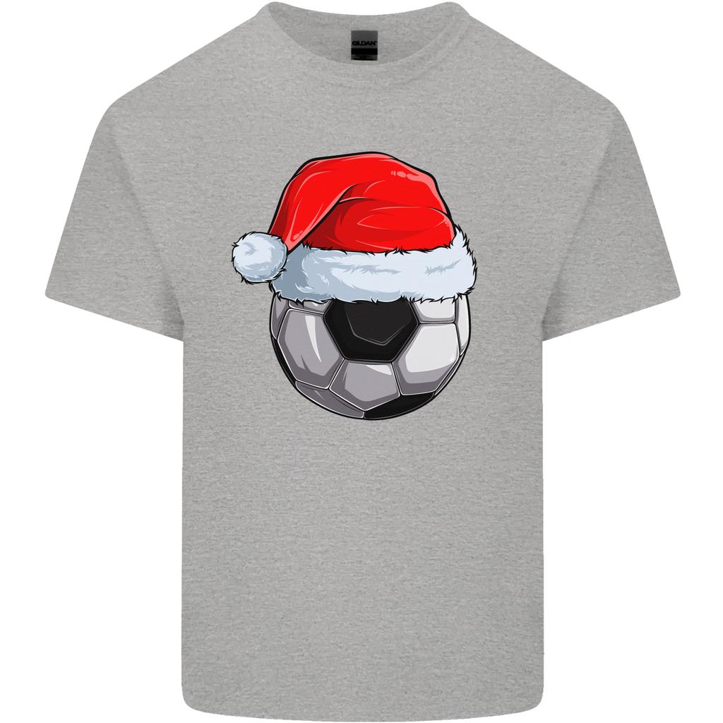 Christmas Football Santa Hat Xmas Soccer Unisexs Light Cotton TShirt