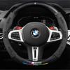 BBIJ5 Leather 3D Embossing Car Steering Wheel Cover Accessories For BMW M X1 X3 X5 X6 X7 G20 F15 F25 F30 G30 G70 E36 E39 E46 E90 F10