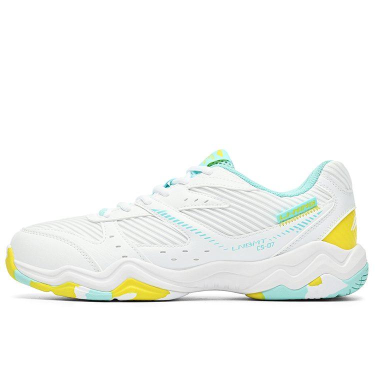 Семейство Li Ning Rocket, Long Wind Textile, Низкие бадминтонные кроссовки с нескользящей подошвой из синтетической кожи, Унисекс, Белый Зеленый AYTT021-3