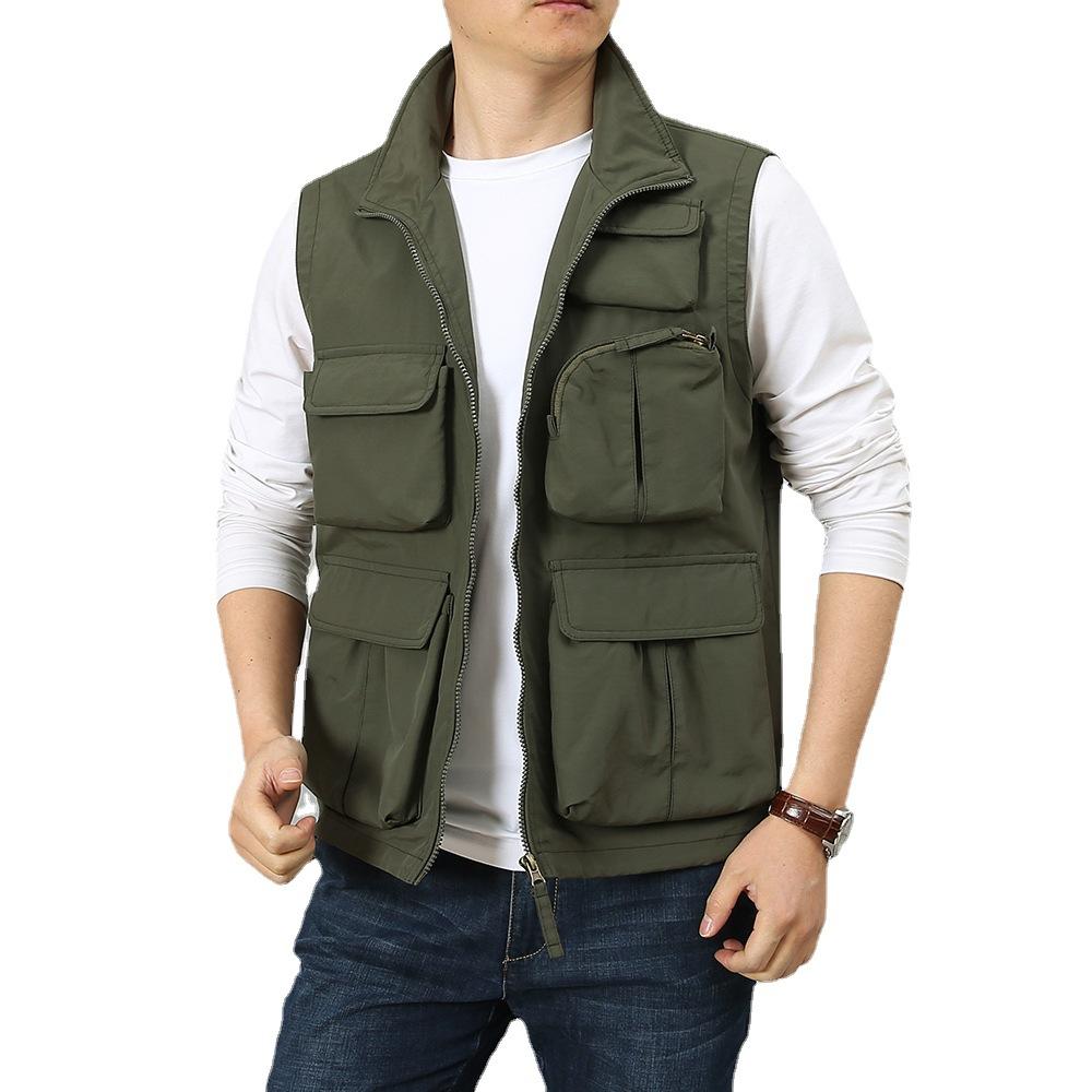 Мужской свободный настраиваемый жилет с несколькими карманами для отдыха и рыбалки на открытом воздухе