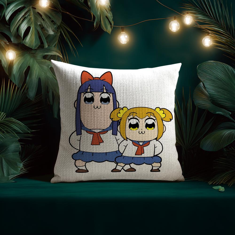 Милая Наволочка в стиле Аниме Pop Team Epic Натуральный Лен Органическая Ткань Двусторонняя Печать Дышащая Идеально Для Декора Дома