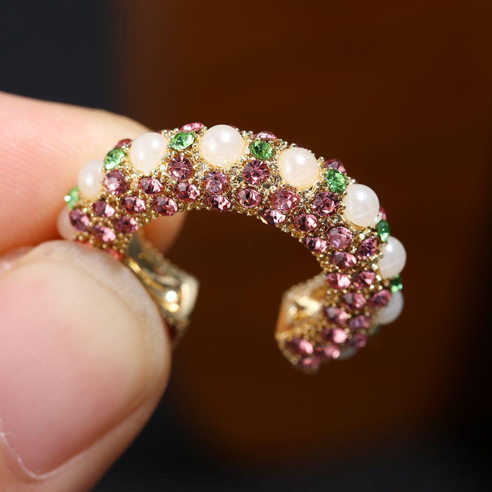 Fashion Gift No Pierced Party Jewelry Rhinestone Dangle Cubic Zirconia Ear Cuff Cz Cuff Earrings Statement C -Shaped