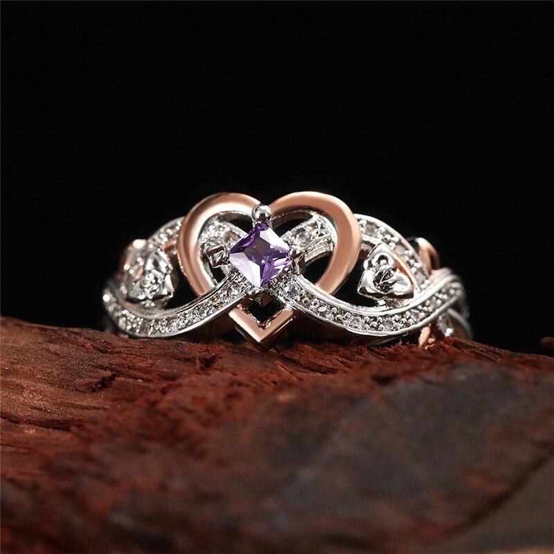 Creative Women's Heart Rings with Romantic Rose Flower Design Wedding Engagement Love Rings Hot Sale Aesthetic Jewelry