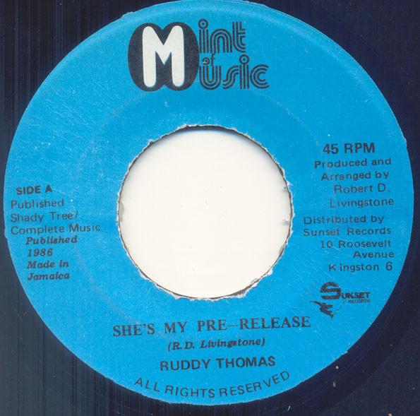 7-дюймовая пластинка RUDDY THOMAS Shes My PreRelease NONE Mint Of Music 1986 Ямайка Регги Ска Даб Б/у