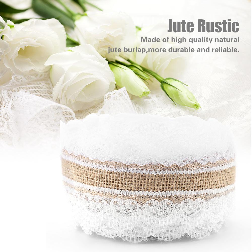 10 м рулон натурального джута с кружевом в форме сердца, ширина 6 см, мешковина для рождественской свадьбы