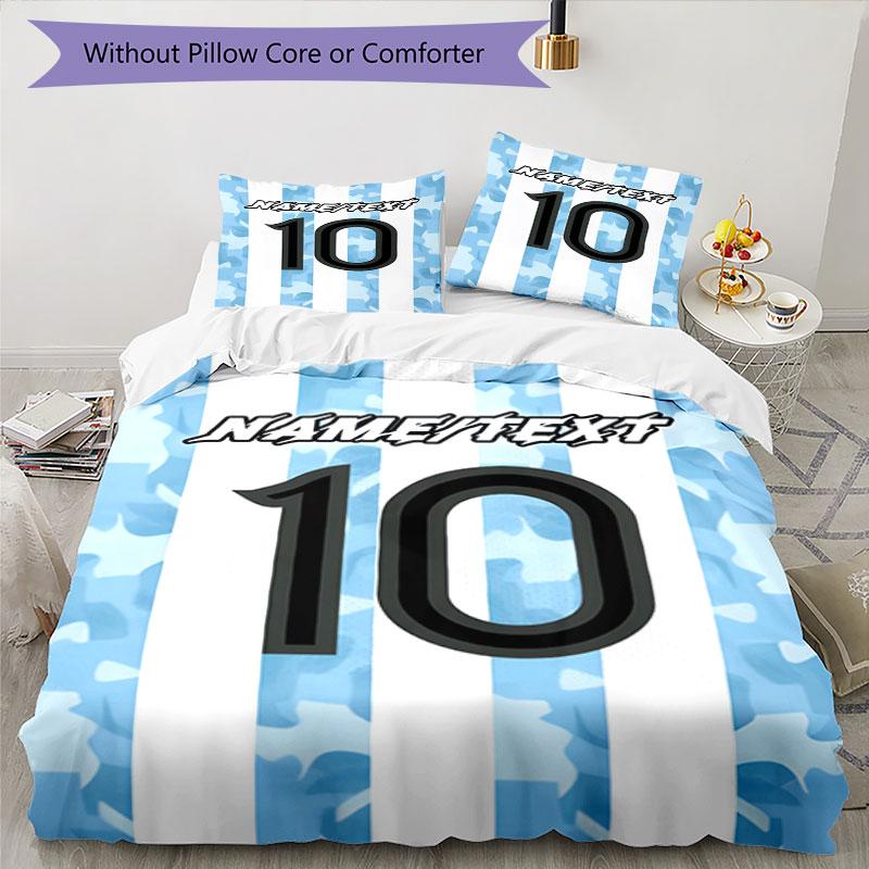 3PC Custom Name "Number Ten Jersey Design" Bedding Set Printed Bedding Set Duvet Cover Closure Includes 1 Duvet Cover & 77 Pillowcases for Bedroom