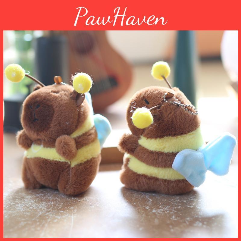 Bee Capybara Plush Keychain With Vibrating Wings Super Soft Backpack Decor