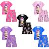 Kids Girls Anime Cartoon POP Singer Rumi Zoey Mira Printed Casual Short Sleeves T-shirt Shorts Pants Pajamas Sleepwear Sets