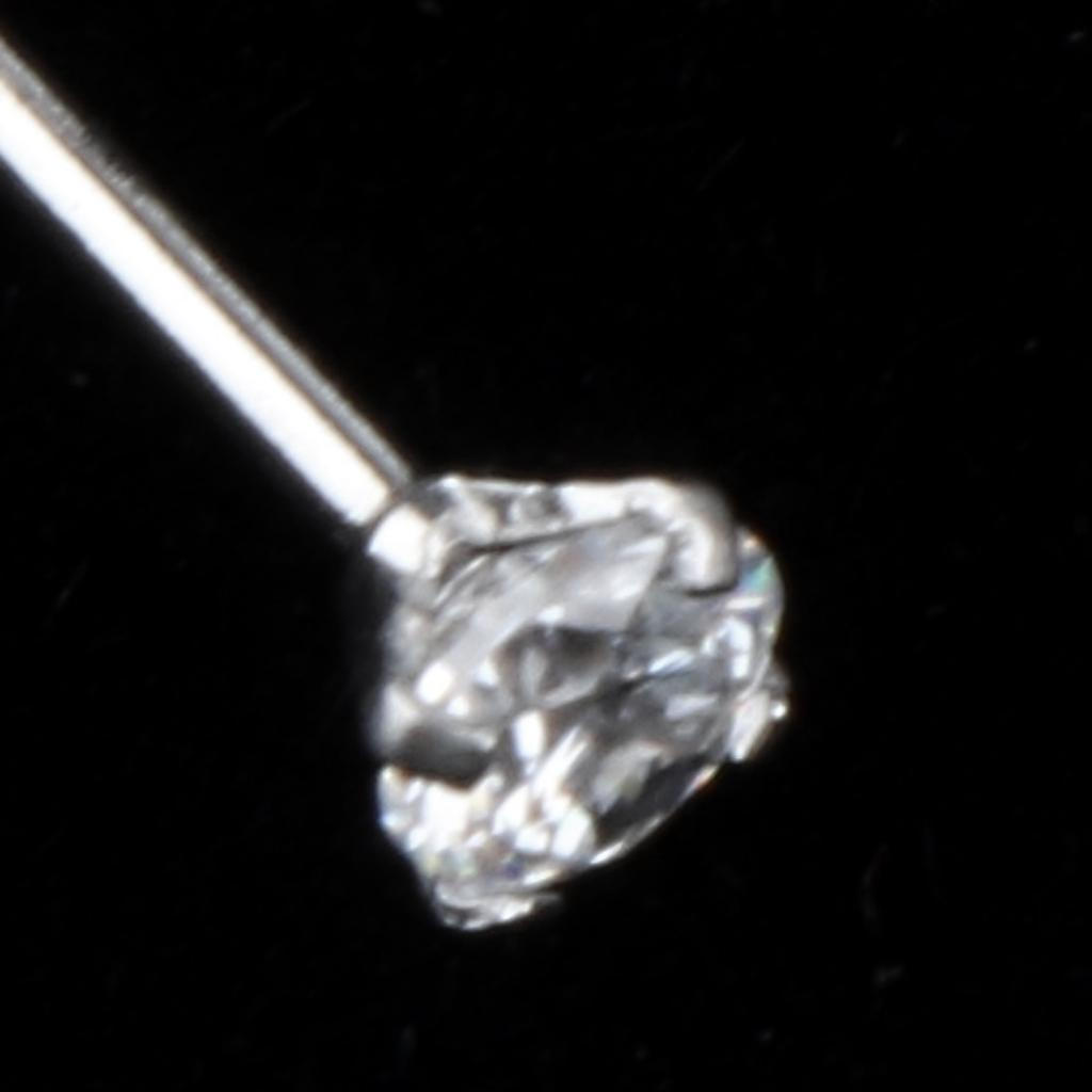 4 Pieces Stainless Steel Clear Zircon Crystal Screw Curved Nose