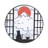 Xiaomi Japanese Ukiyo-e Style Black Cat Viewing Fuji Enamel Pin Crane Dancing on Wave Metal Brooch Fashion Jewelry Gift Bag Lapel Badge