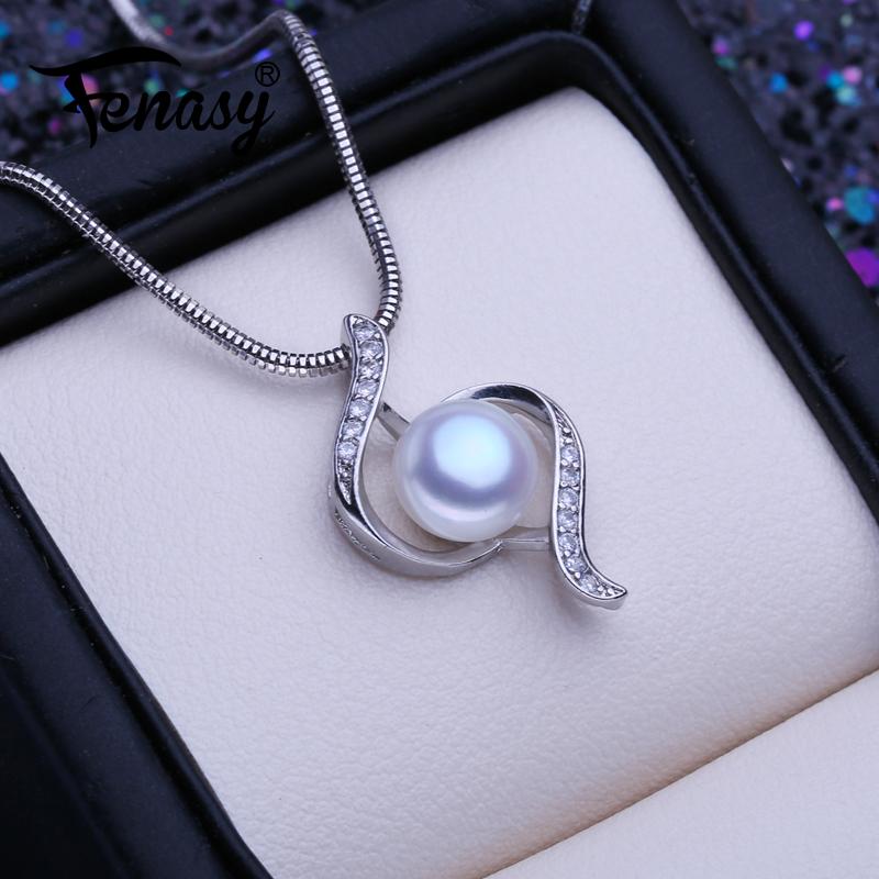LSOOYH 8-9 мм одиночный жемчуг, пресноводный культивированный жемчуг, кулон серебряного цвета, изысканные ожерелья, ювелирные изделия, подарок для женщин