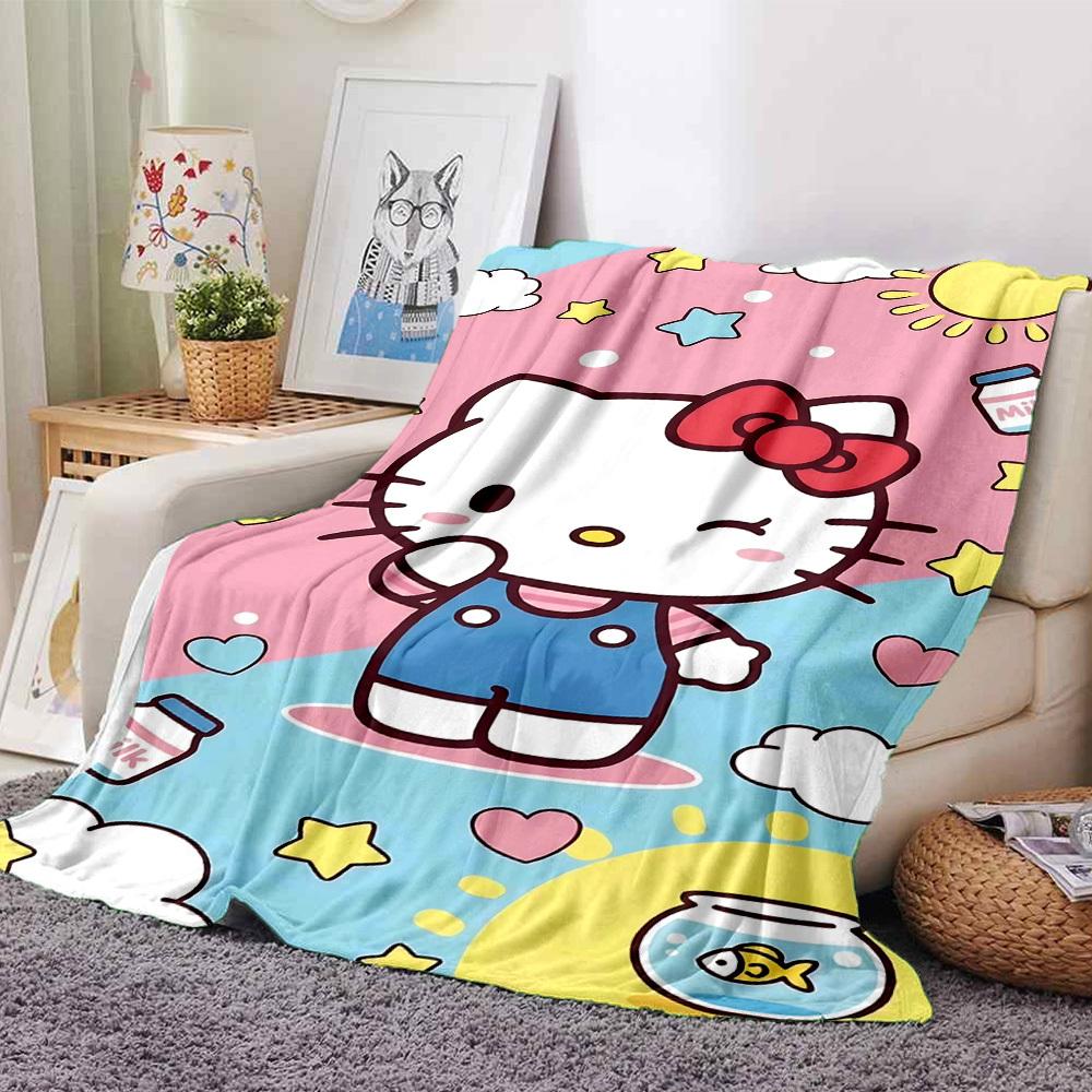 1 шт. Молочное одеяло Hello Kitty Легкое фланелевое покрывало для дивана, кровати, путешествий, кемпинга, гостиной, офиса, кресла
